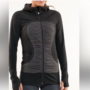 Lululemon Black/Gray Scuba Zip-Up Hoodie - Long Sleeve Women’s Size 8